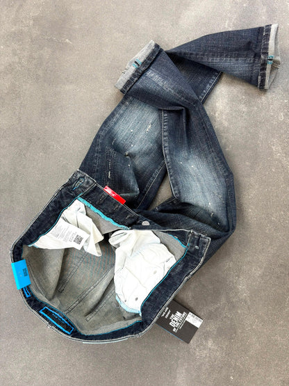 Men's Slim Fit Stretch Denim Jeans – Faded Wash Black/Blue