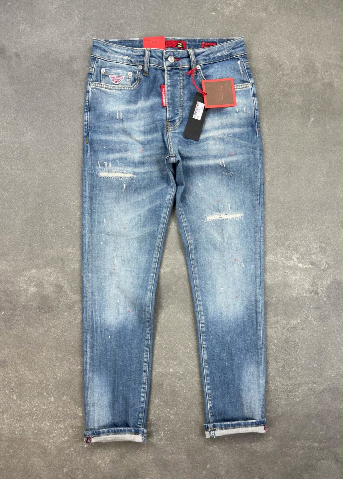 blue denim jeans faded wash for men