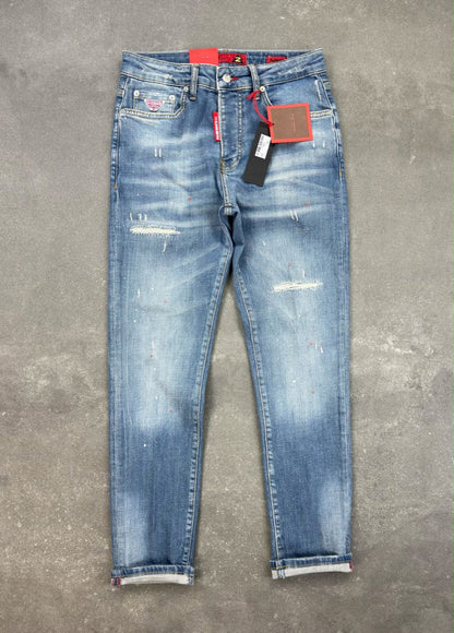 blue denim jeans faded wash for men