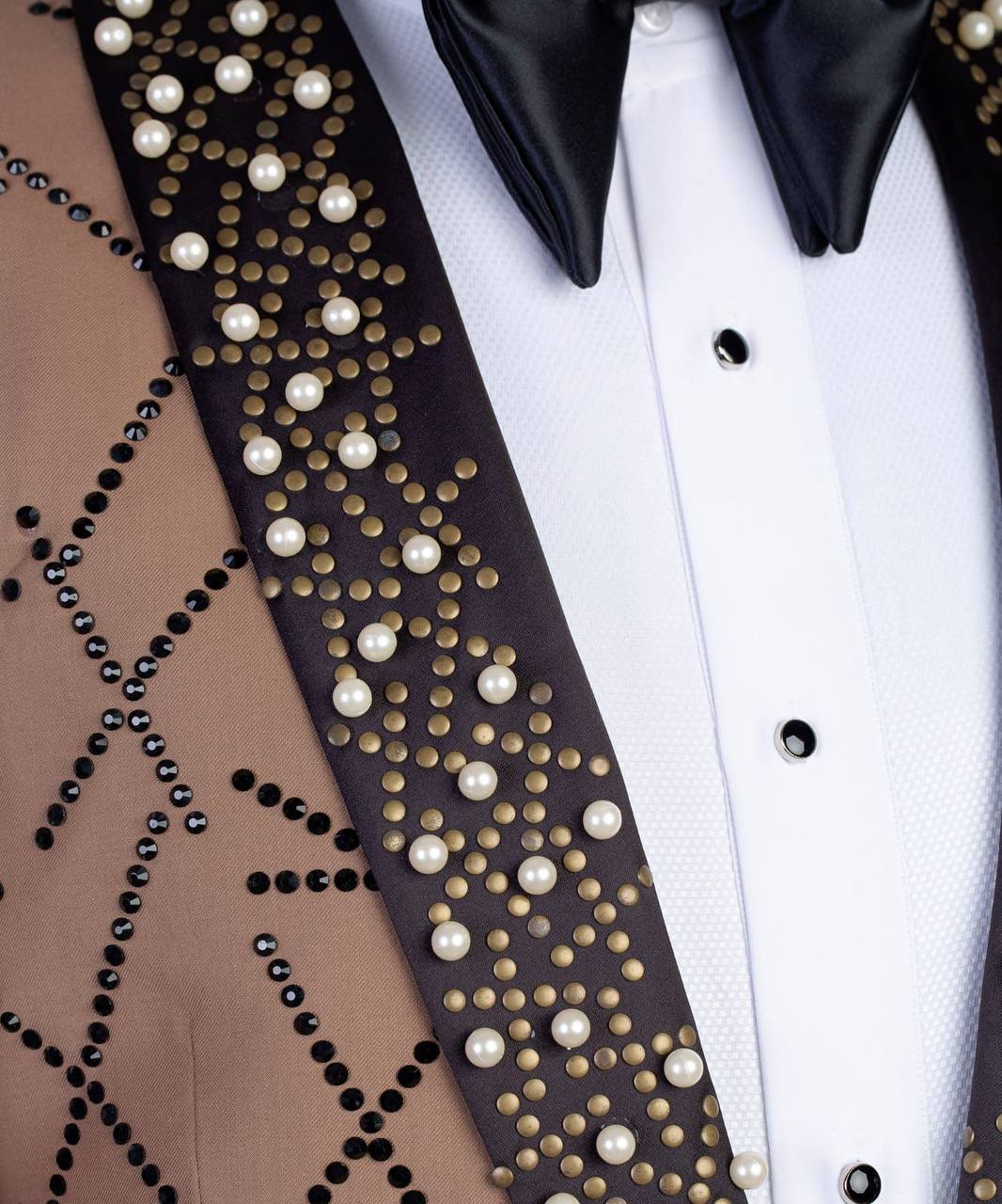 Men's 2 Piece Stone Stitched Brown Tuxedo Suit