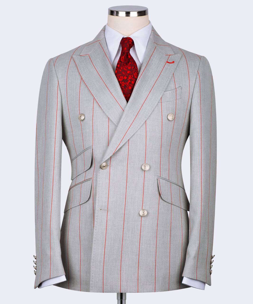 Men's Suit -2 Piece Double Breasted Stripy