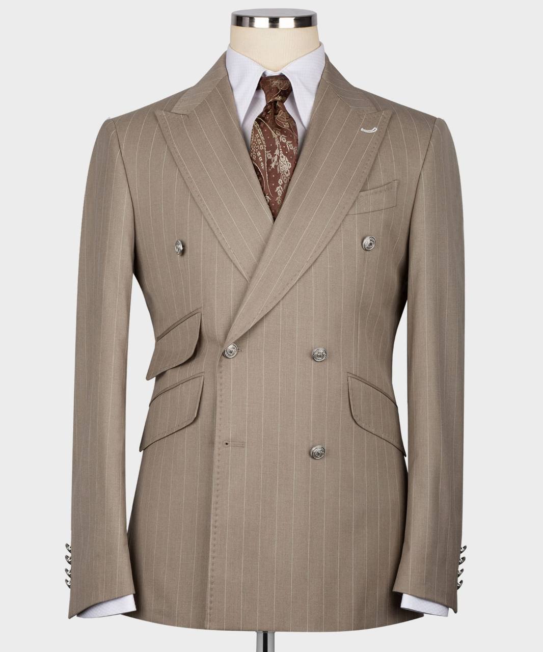 Men's Suit -2 Piece Double Breasted Stripy