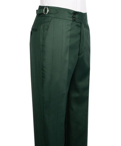 Men's Double-Breasted Pinstripe Suit-Green