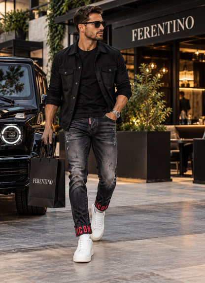 Slim fit faded black men's jeans – modern casual denim for men