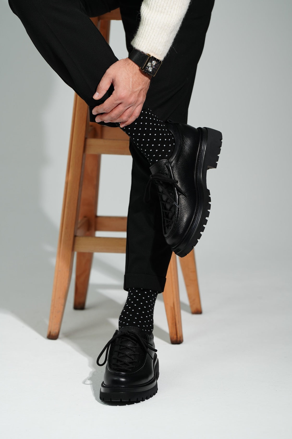 Black Leather LaceUp Shoes for Men