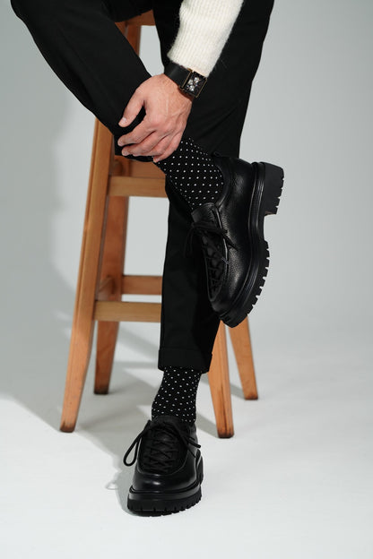 Black Leather LaceUp Shoes for Men
