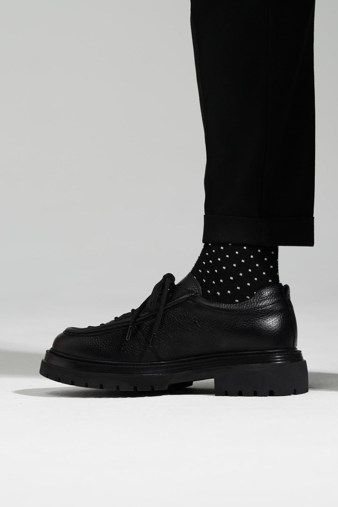 Black Leather LaceUp Shoes for Men