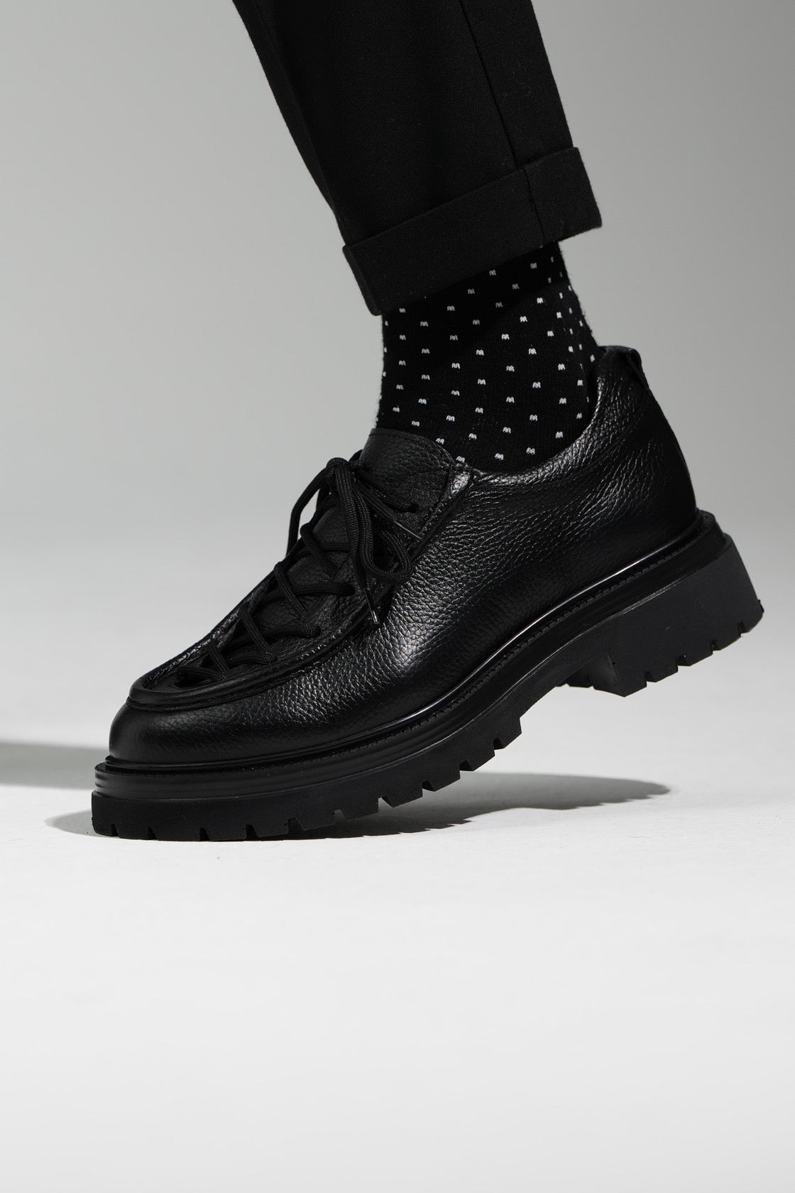Black Leather LaceUp Shoes for Men