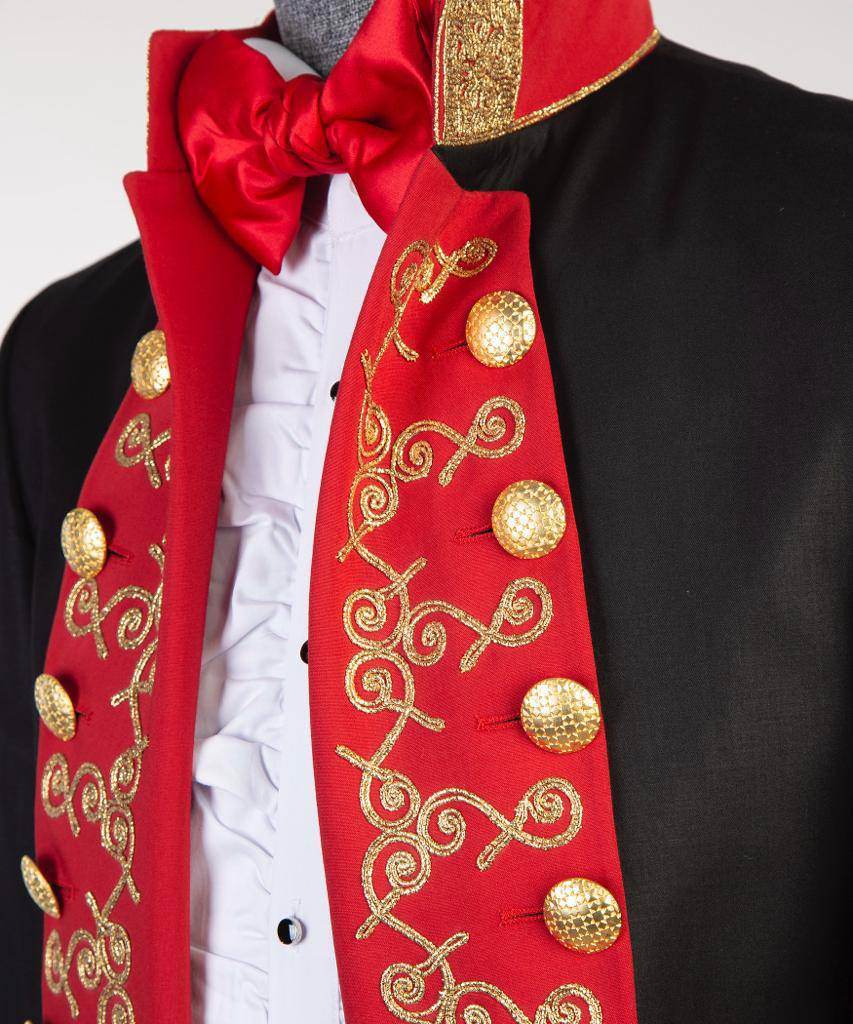 Black Suit, Royal Design, Red Collar - SevendayShopping