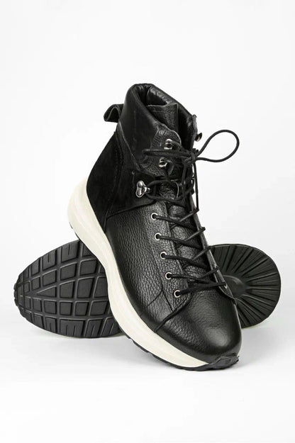 Black Leather LaceUp Boots