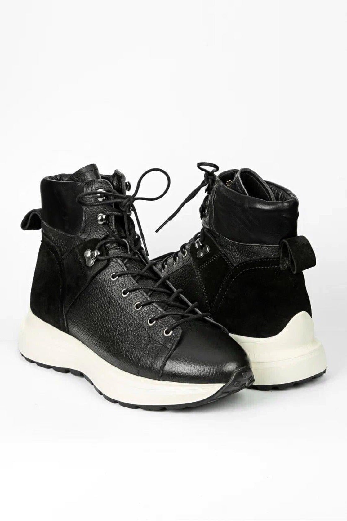 Black Leather LaceUp Boots