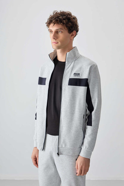 Men's Light Grey Textured Tracksuit Set