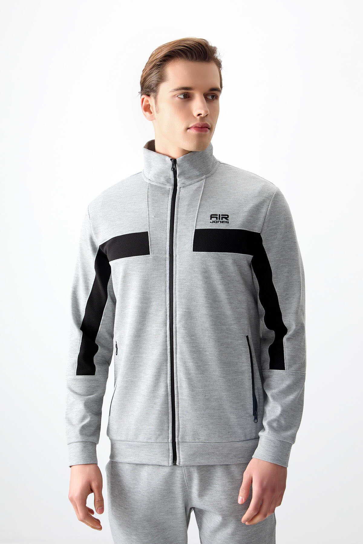 Men's Grey- Textured Tracksuit Set Melanj
