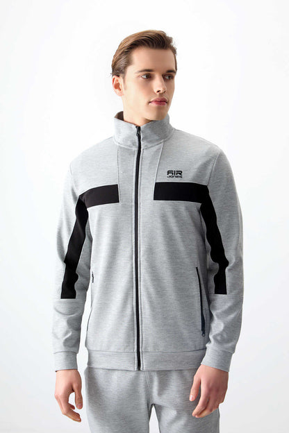 Men's Grey- Textured Tracksuit Set Melanj