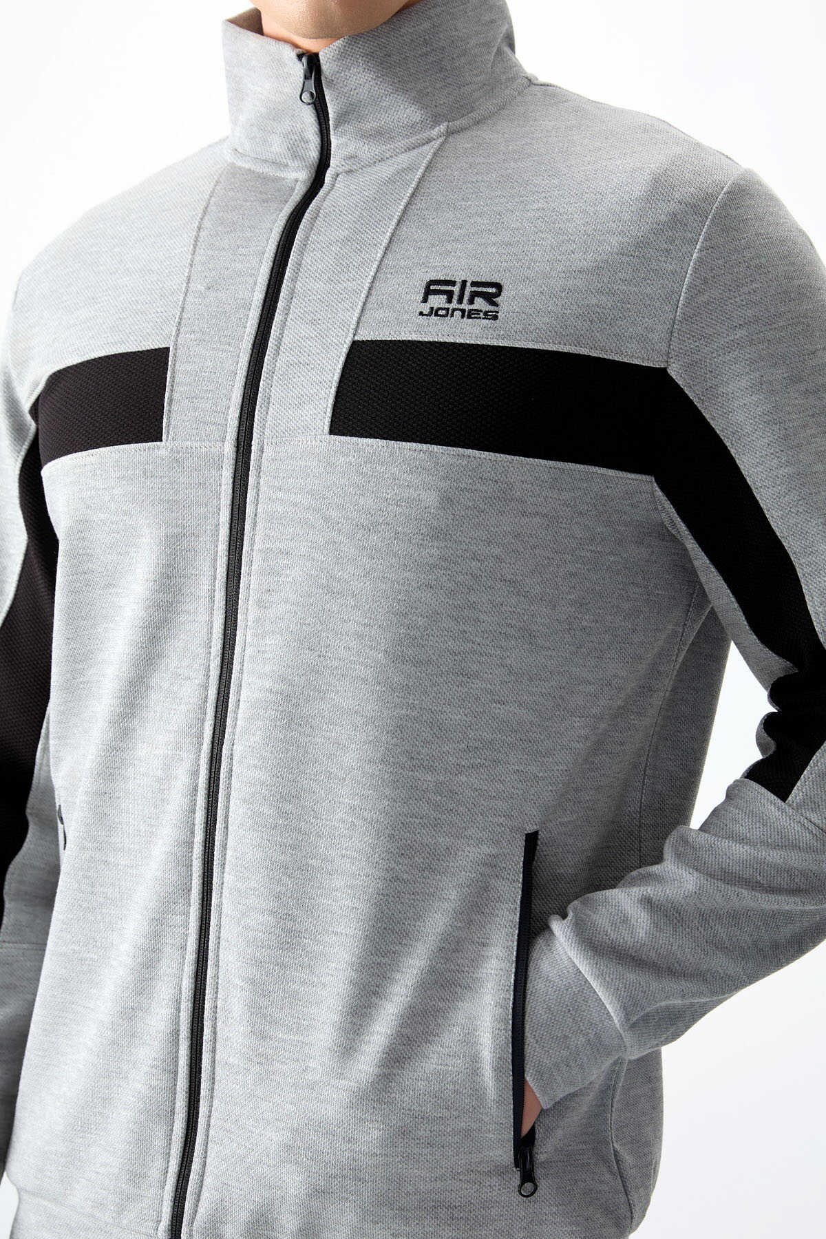 Men's Grey- Textured Tracksuit Set Melanj