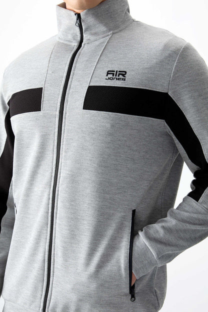 Men's Grey- Textured Tracksuit Set Melanj