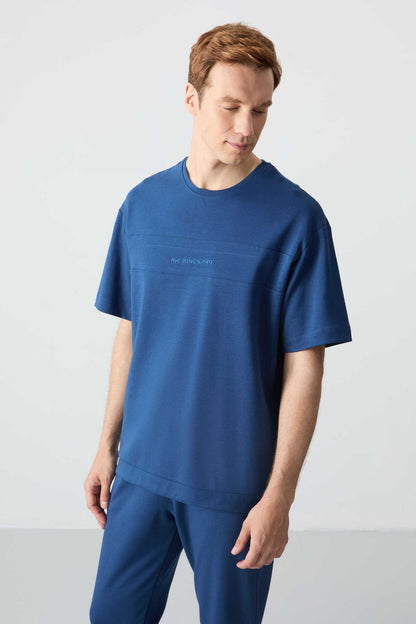 Men's-Blue-Short Sleeve-Tracksuit Set