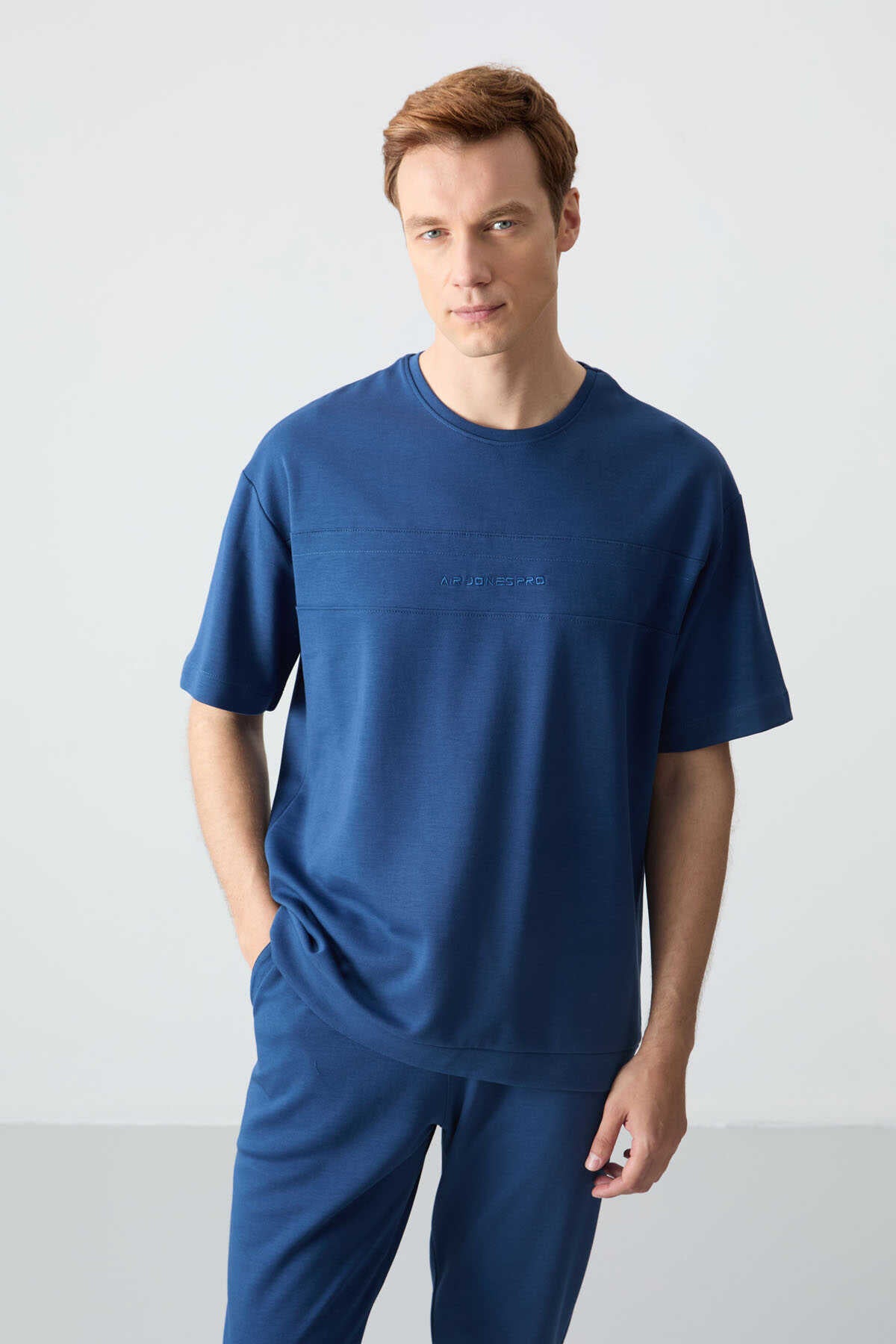 Men's-Blue-Short Sleeve-Tracksuit Set