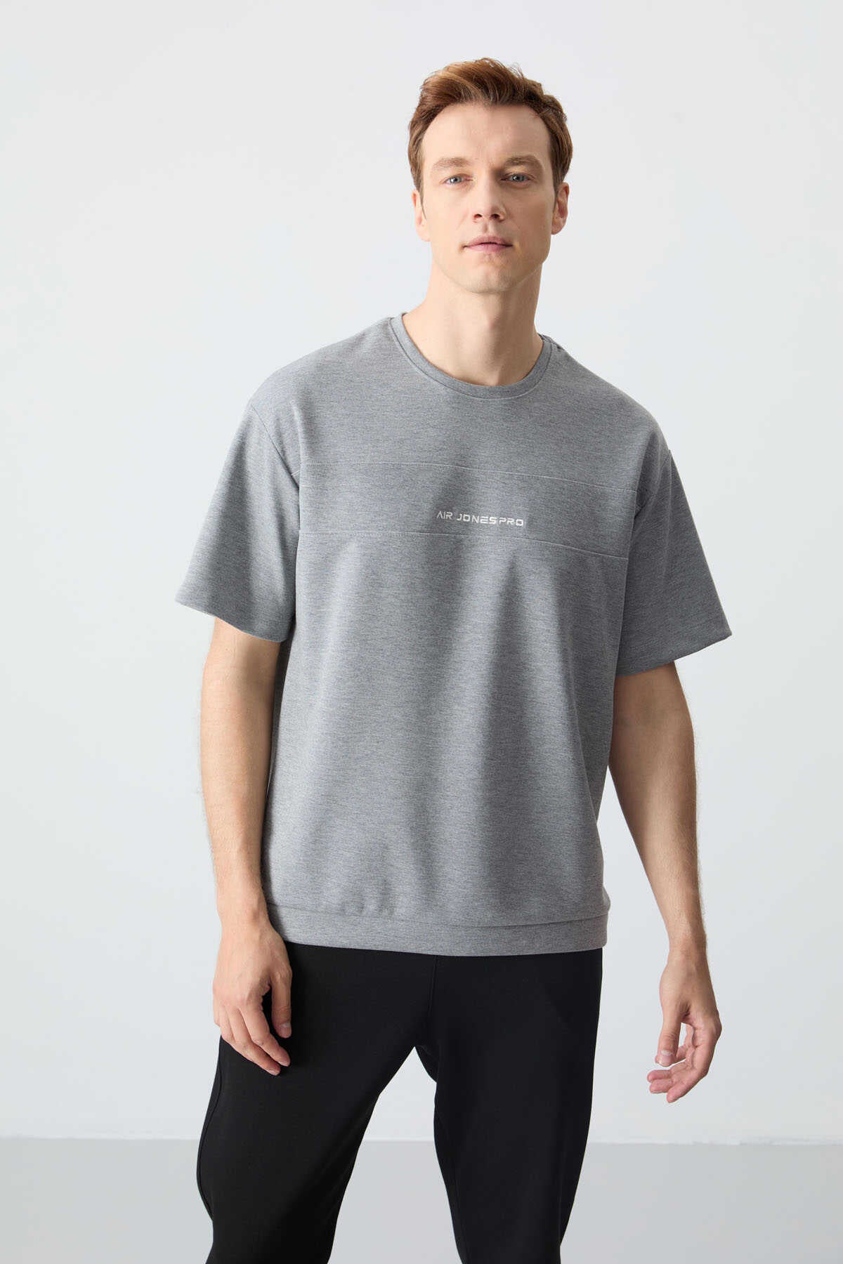 Men's-Grey-Black-Short Sleeve-Tracksuit Set