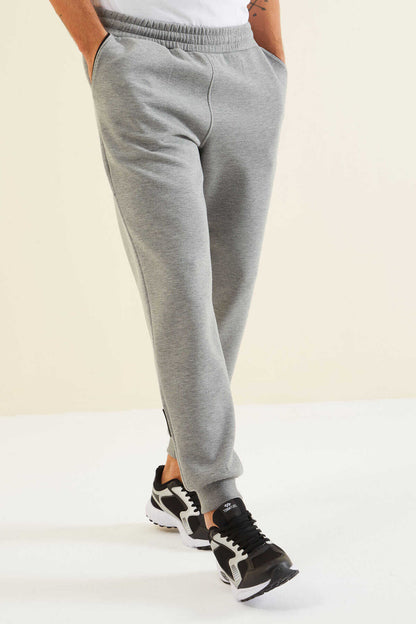Men's Grey-Black-Colour-Block-Jogger-Tracksuit Set