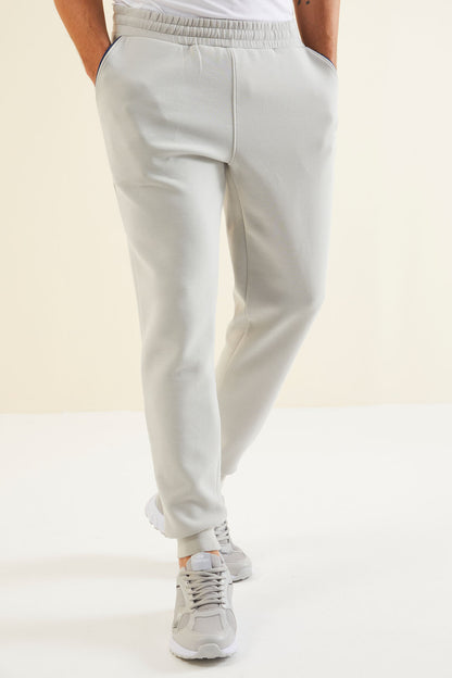 Men's Grey-Blue-Colour-Block-Jogger-Tracksuit Set