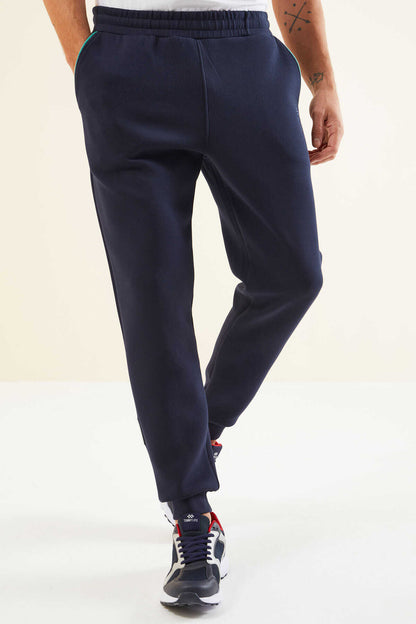 Men's Green-Navy-Colour-Block-Jogger-Tracksuit Set