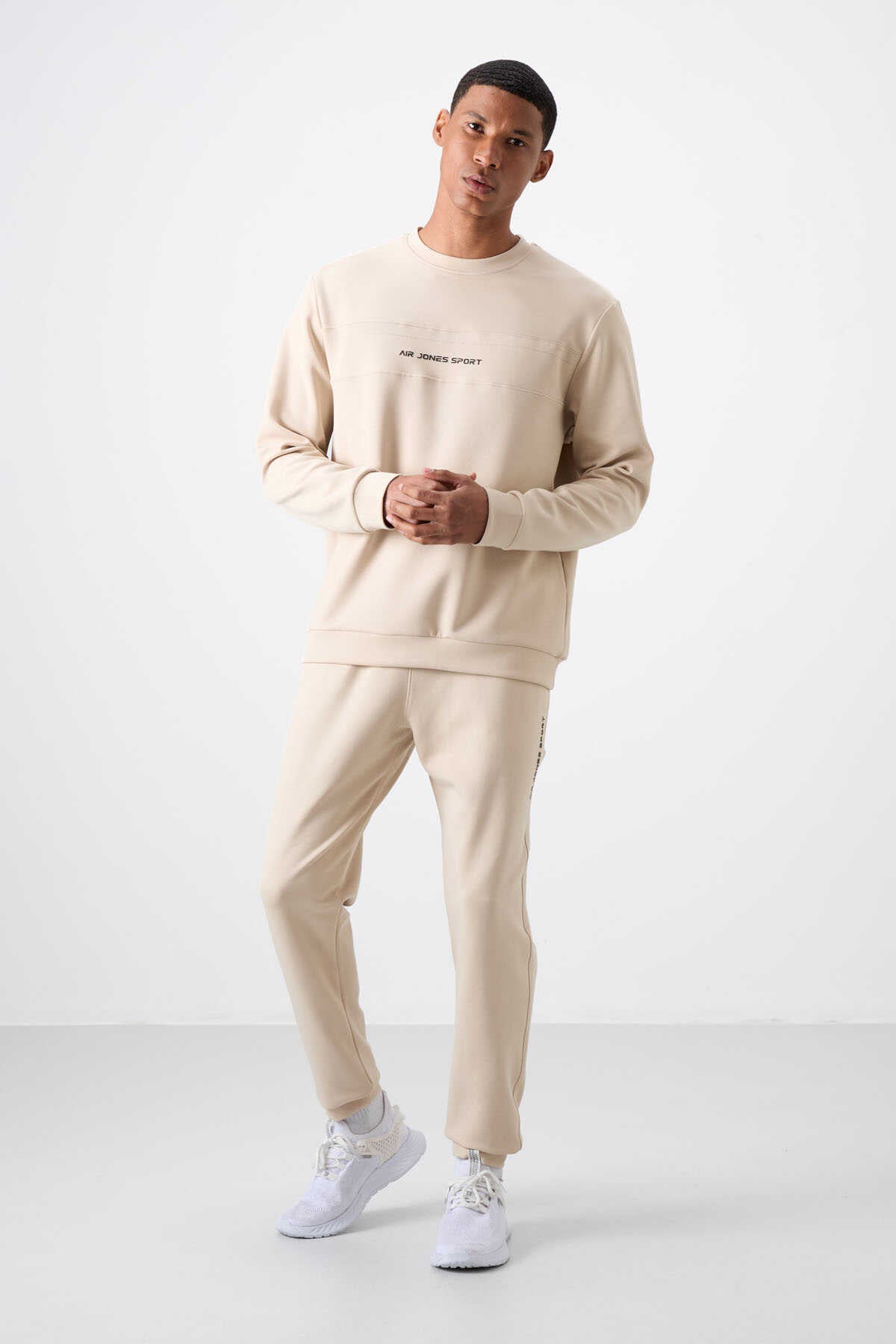 Men's Beige Soft Fit Tracksuit Set