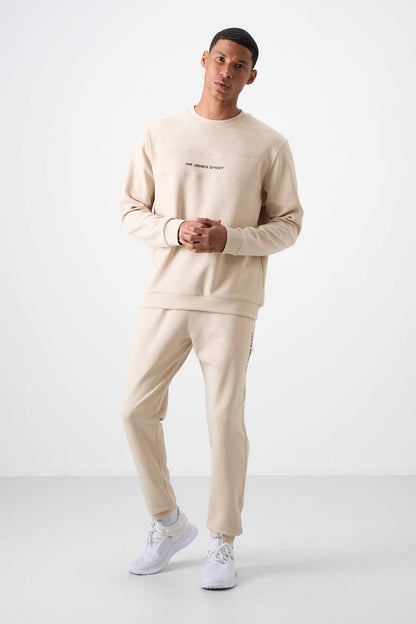 Men's Beige Soft Fit Tracksuit Set