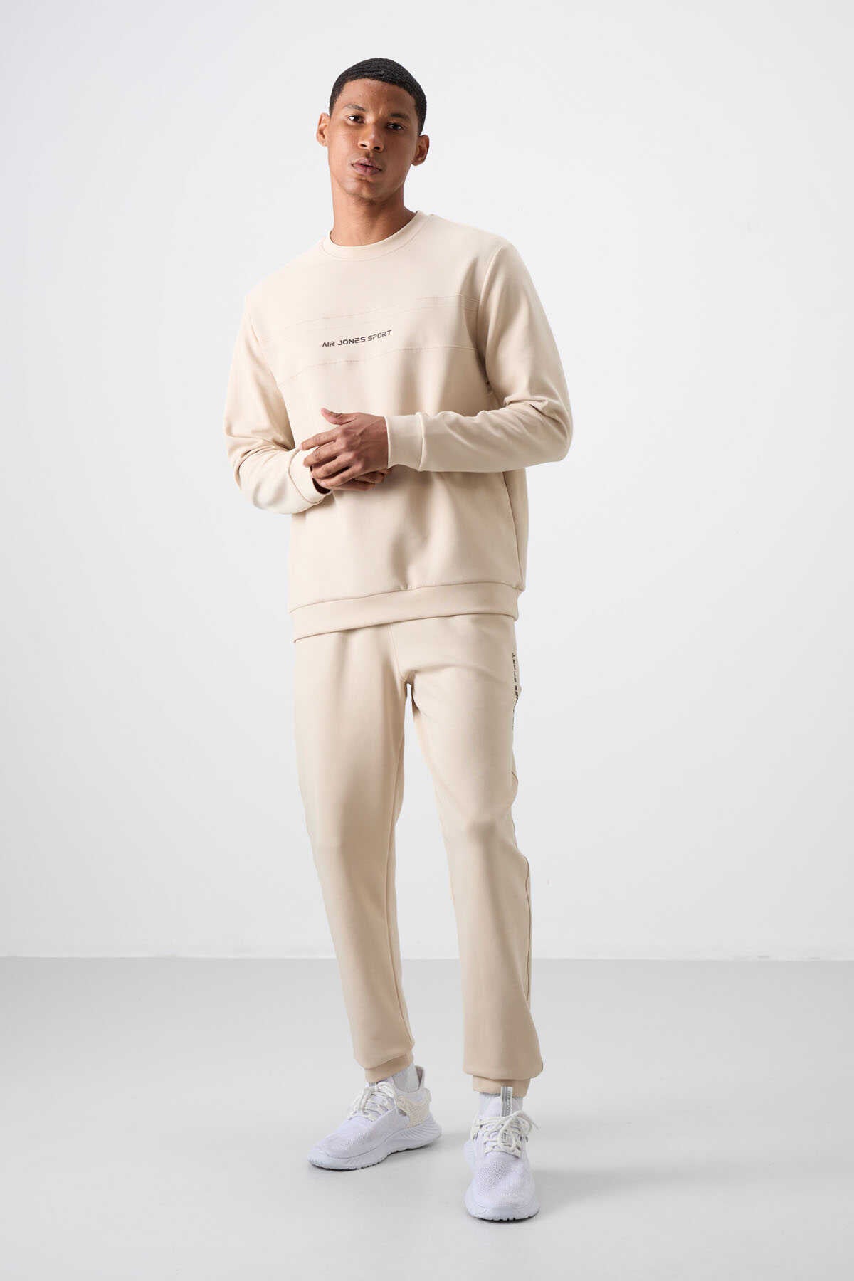 Men's Beige Soft Fit Tracksuit Set
