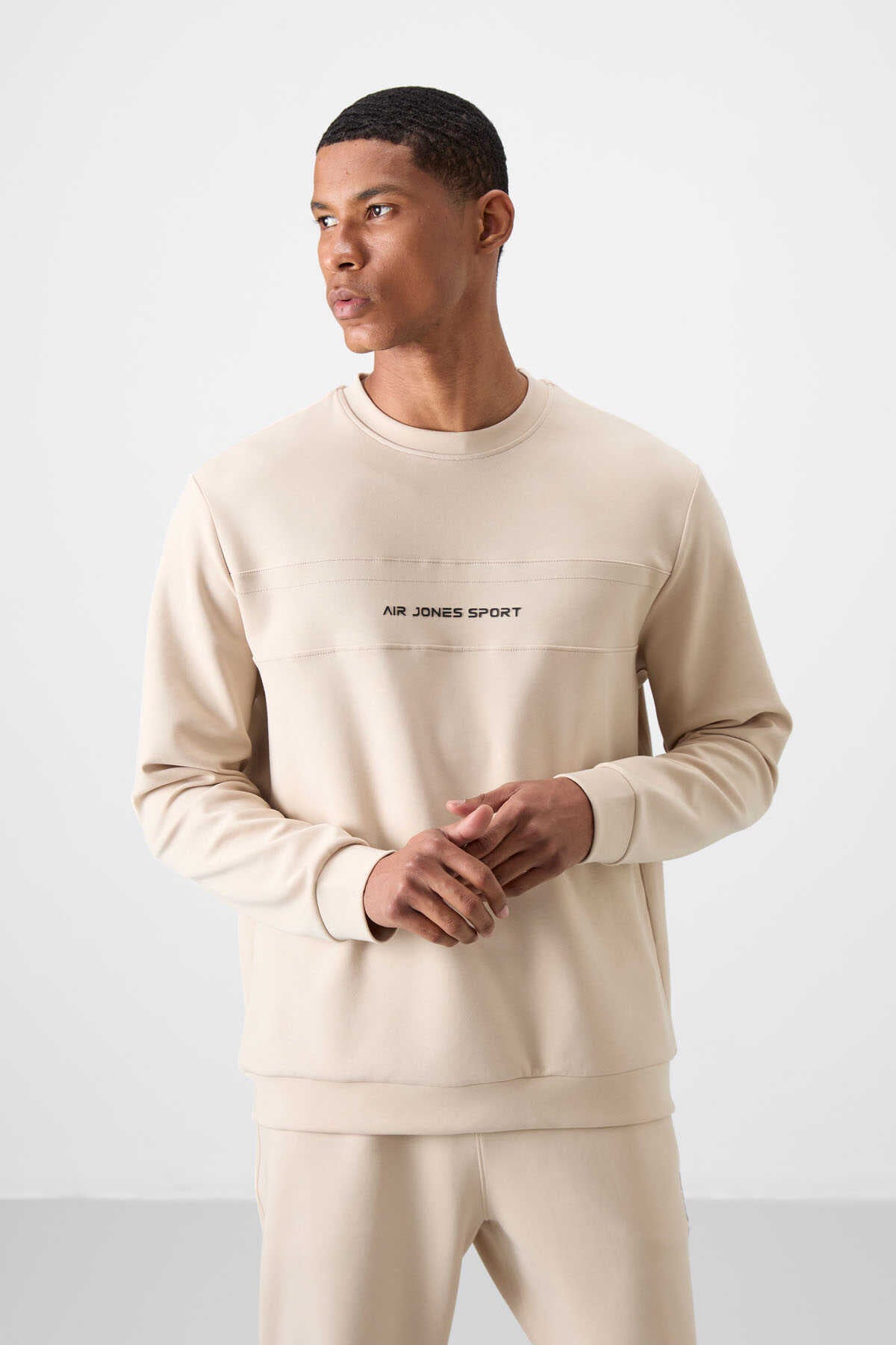 Men's Beige Soft Fit Tracksuit Set