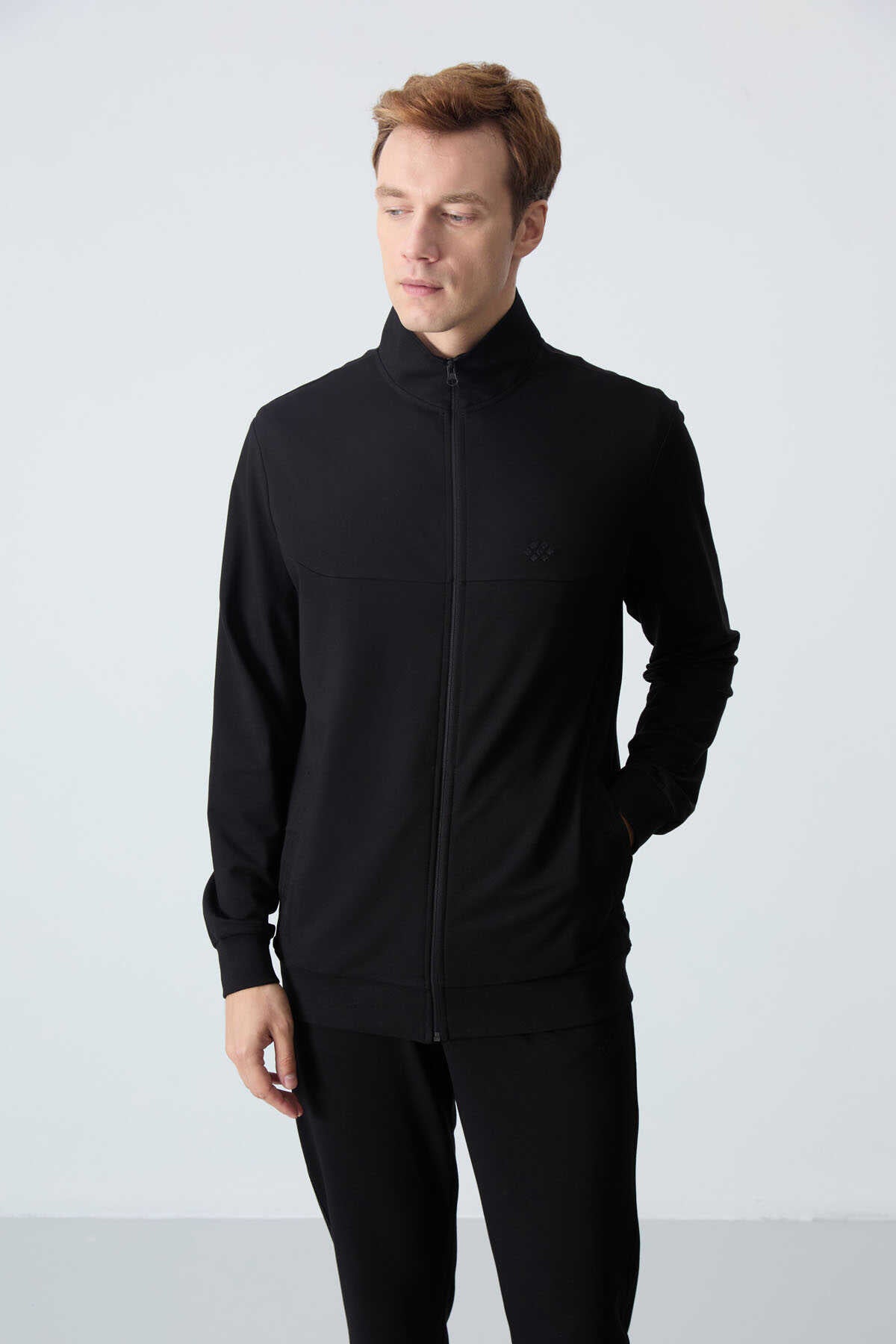 Men's Black Comfort Fit Tracksuit Set