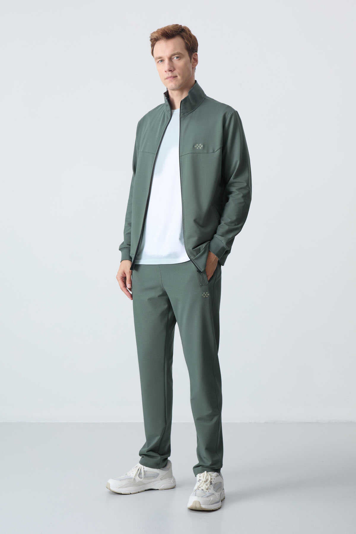 Men's Khaki Green Comfort Fit Tracksuit Set
