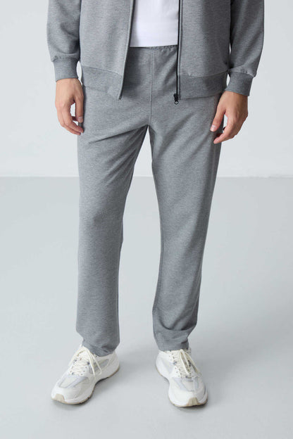 Men's Grey Melange Comfort Fit Tracksuit Set