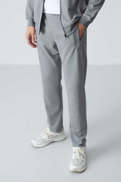 Men's Grey Melange Comfort Fit Tracksuit Set