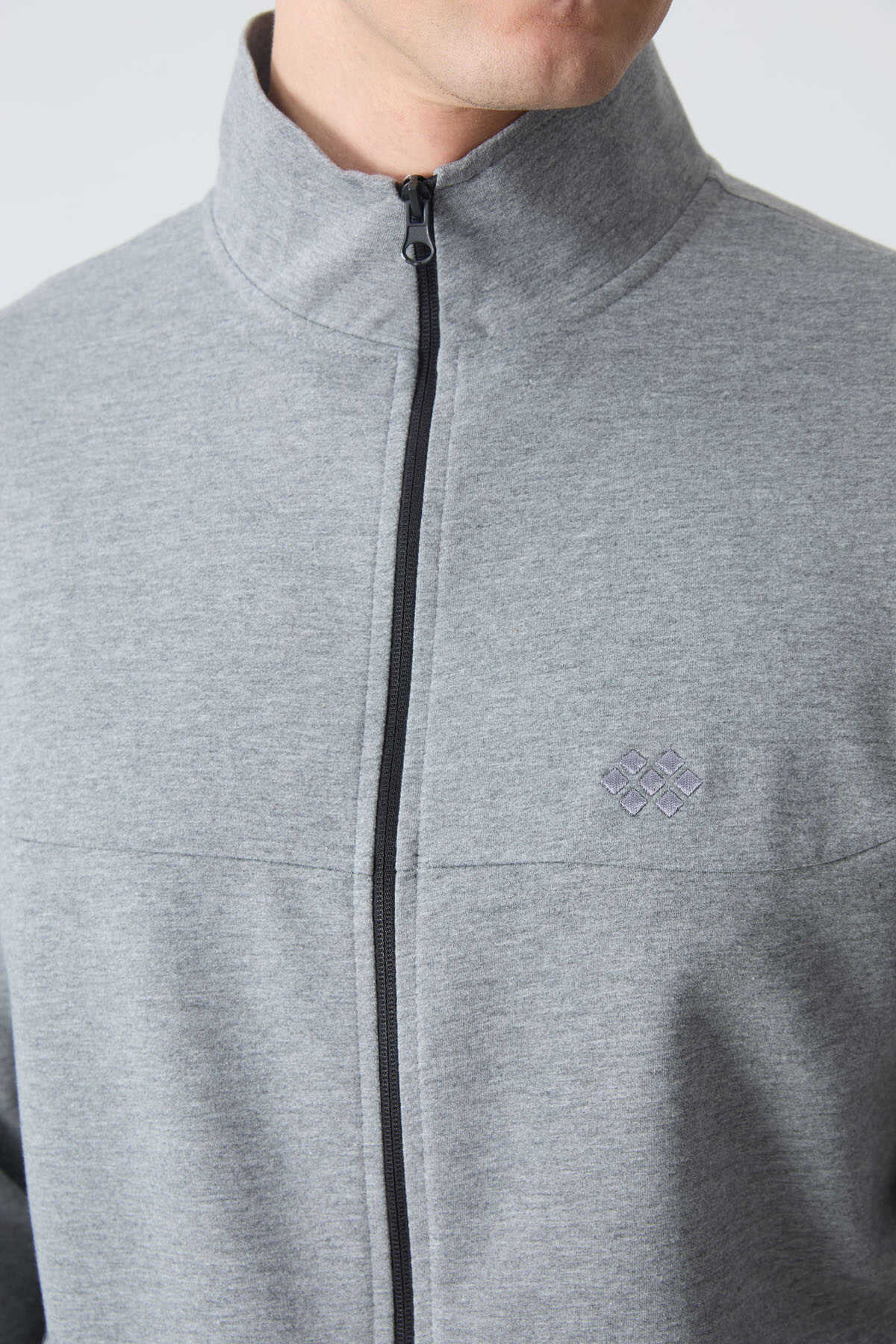 Men's Grey Melange Comfort Fit Tracksuit Set