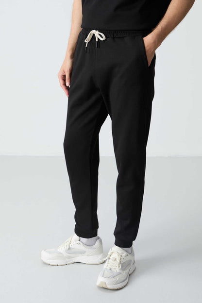 Men's-Black-Short Sleeve-Tracksuit Set