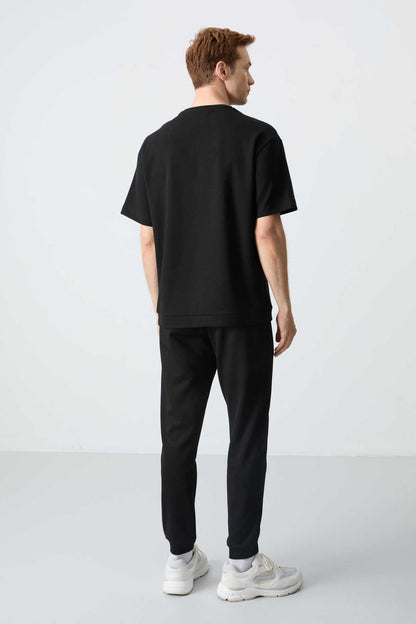 Men's-Black-Short Sleeve-Tracksuit Set