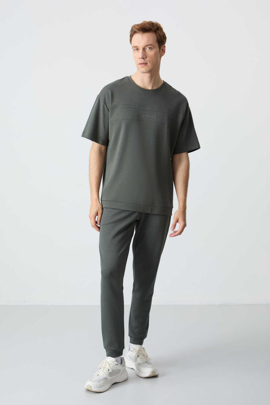 Men's-Green-Short Sleeve-Tracksuit Set