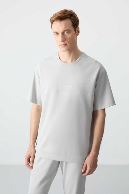 Men's-Grey-Short Sleeve-Tracksuit Set