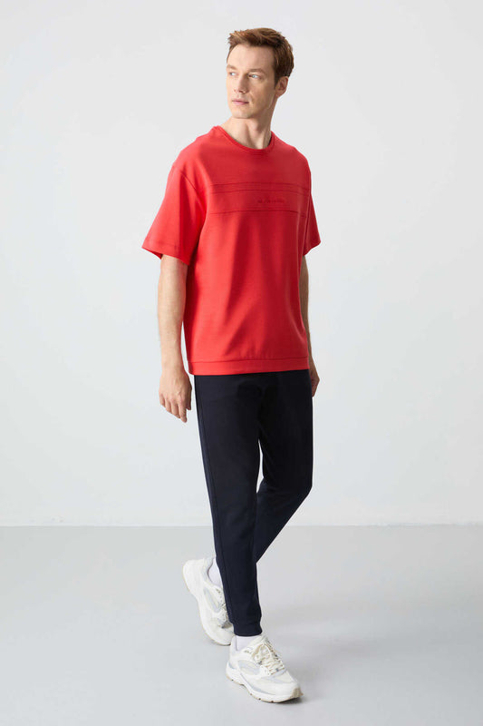 Men's-Red-Navy-Short Sleeve-Tracksuit Set