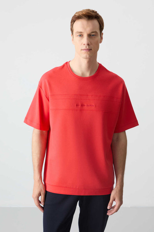 Men's-Red-Navy-Short Sleeve-Tracksuit Set