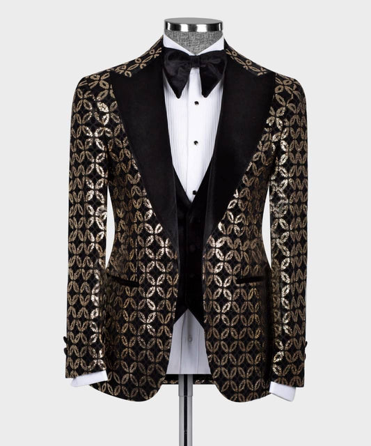 Men's 3 Piece Velvet Shiny Tuxedo