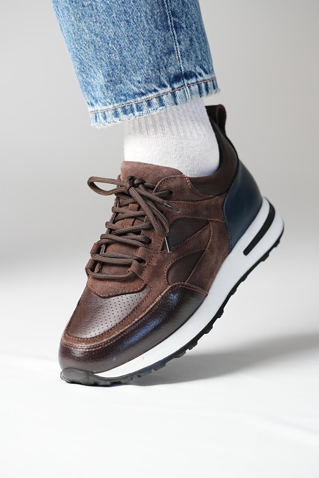 Men’s Brown Leather & Suede Sneakers