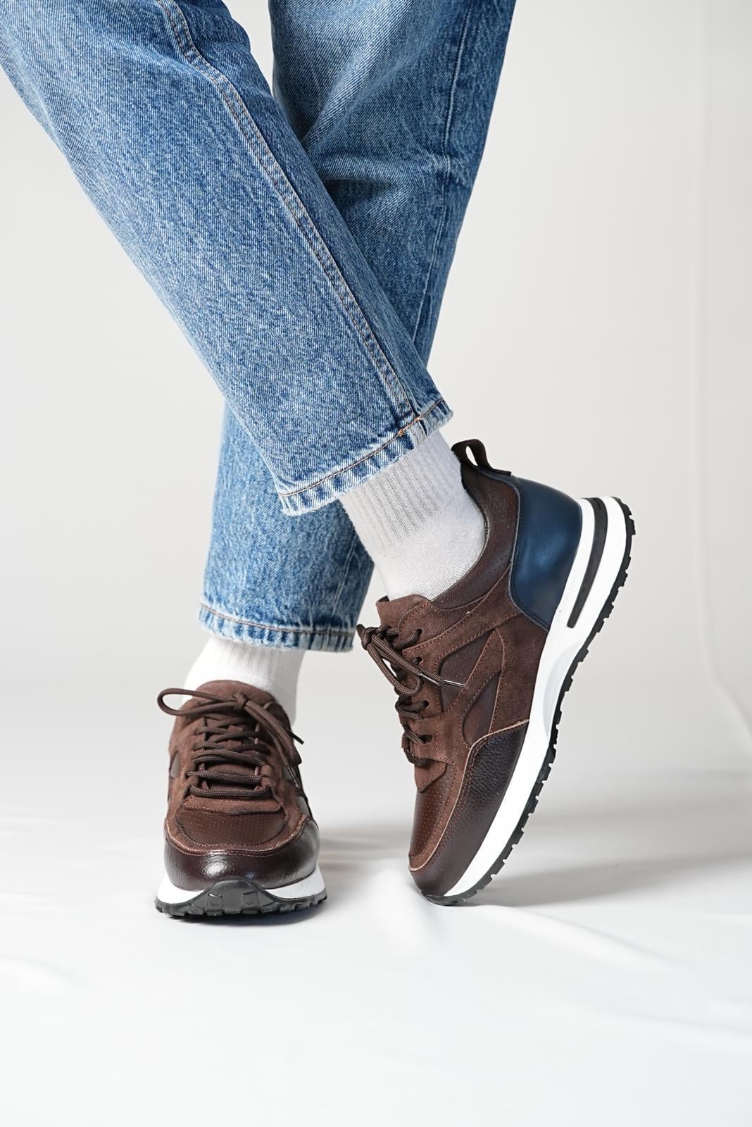 Men’s Brown Leather & Suede Sneakers