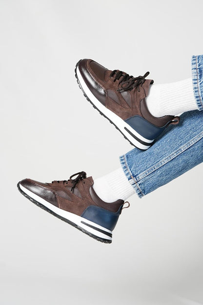 Men’s Brown Leather & Suede Sneakers