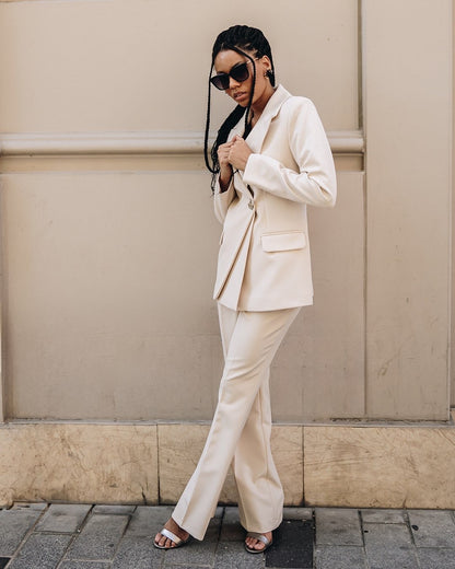 Women's 2 Piece Suit Set- Beige