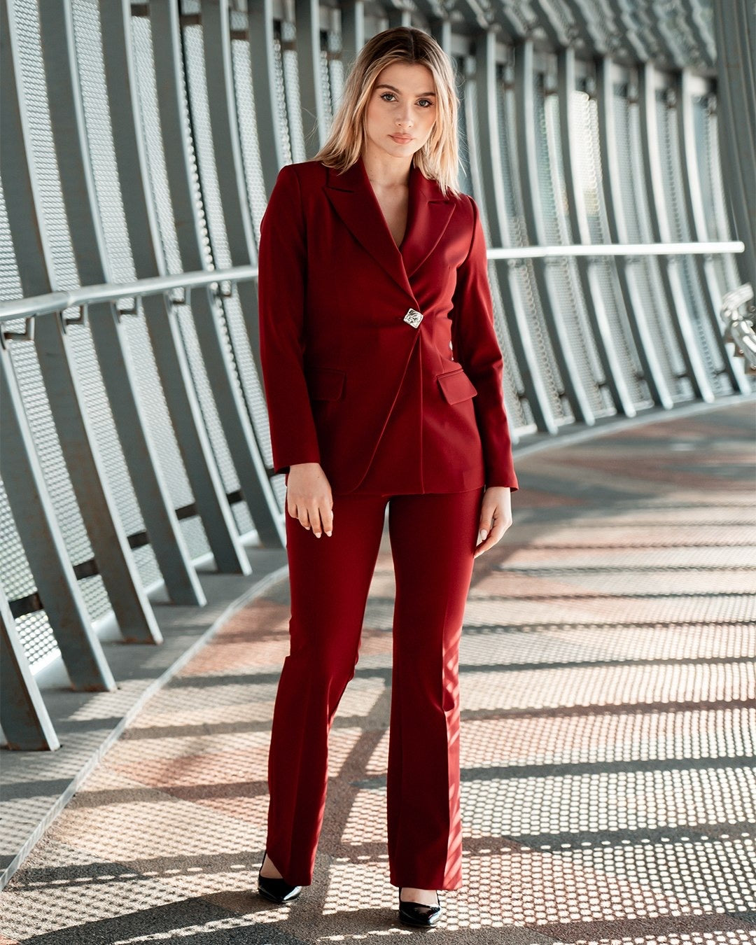 Women's 2 Piece Suit Set- Red