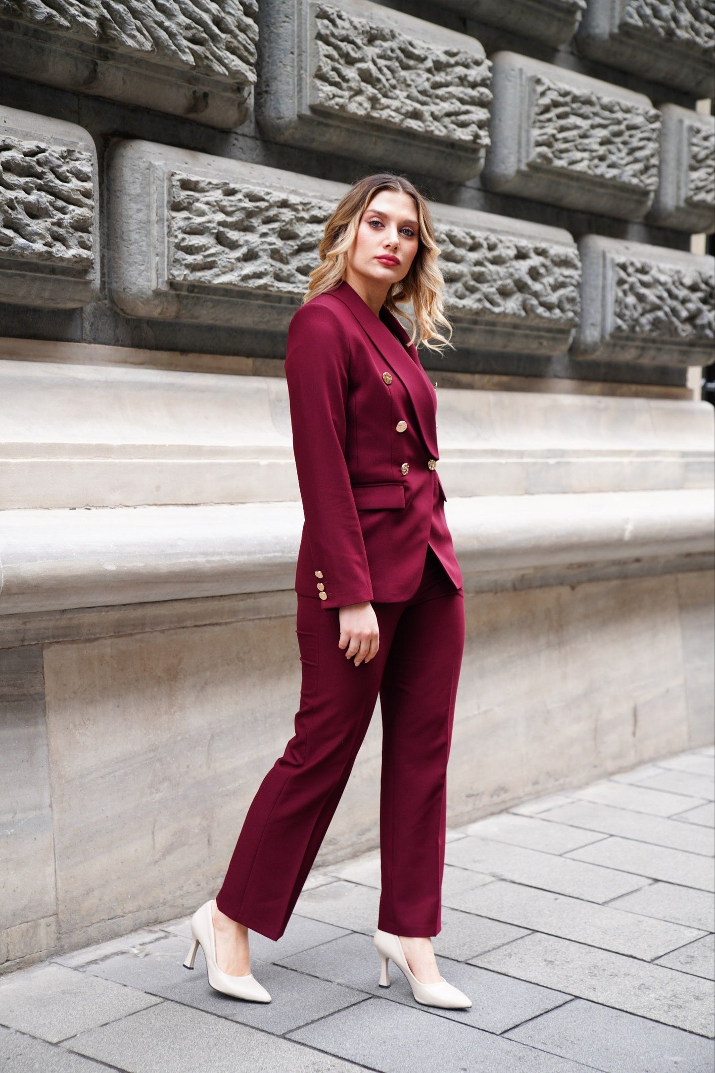 Women's 2 Piece Suit Set-Red