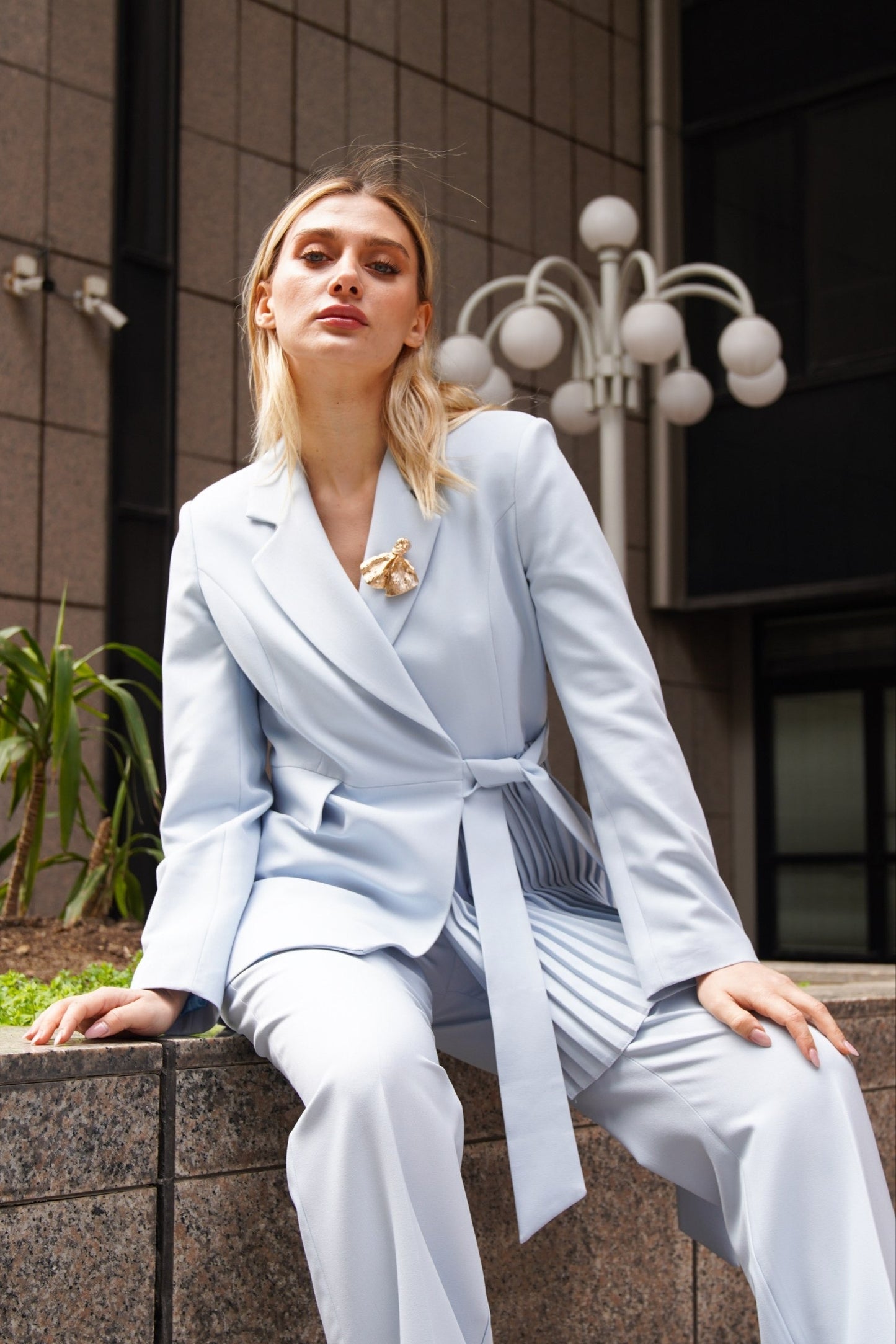 Women's 2 Piece Suit Set-Sky Blue