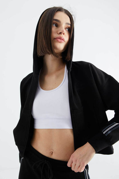 Women's Black Zip-Up Tracksuit Set - SevendayShopping